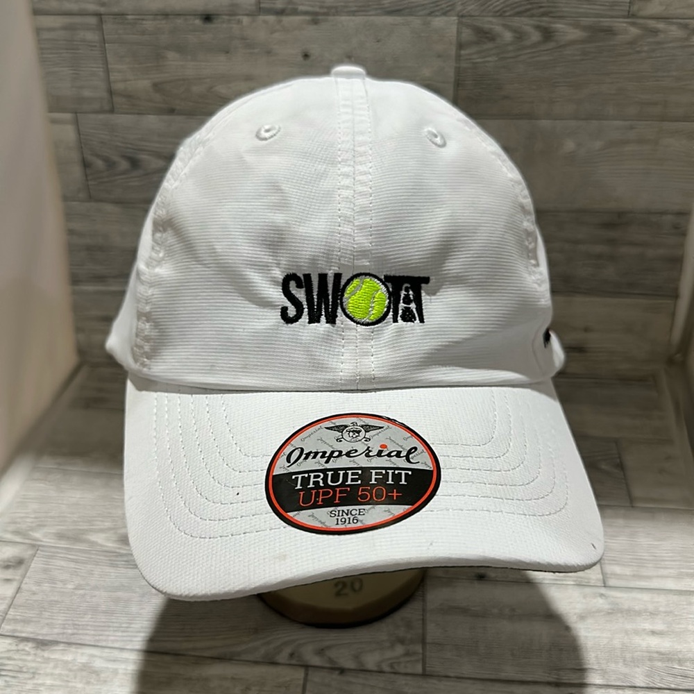 White SWOA pro tennis baseball cap hat new with defect